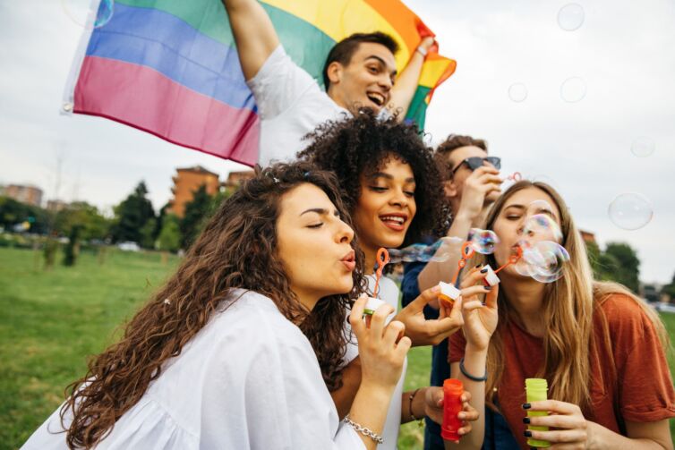 Group of friends celebrates Pride Day together